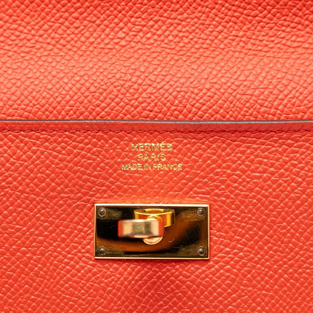 Hermès Epsom Kelly Longue Wallet Orange Leather Very good - Box View