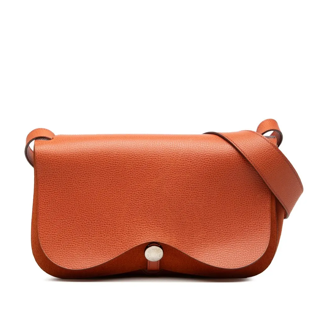 Hermès Vache Liege and Toile Sac Colorado PM Orange Leather Very good - Front View