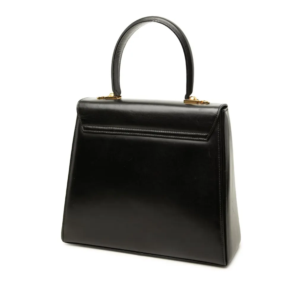 Salvatore Ferragamo Smooth Calfskin Gancini Iconic Top Handle Bag Black Leather Very good - Back View