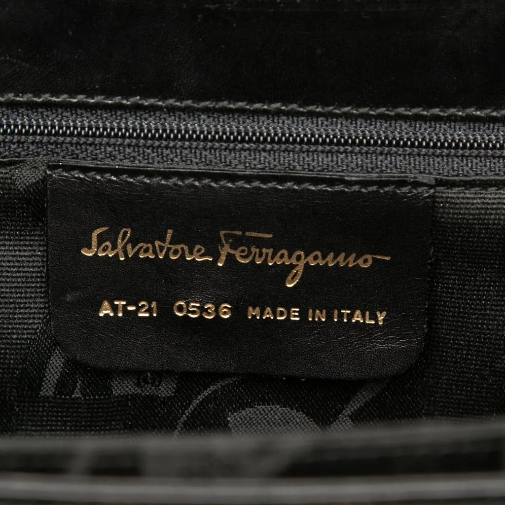 Salvatore Ferragamo Smooth Calfskin Gancini Iconic Top Handle Bag Black Leather Very good - Box View