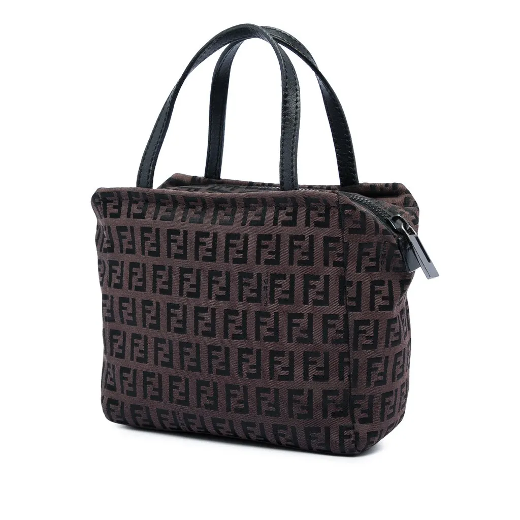 Fendi Zucchino Canvas Handbag Brown Very good - Back View