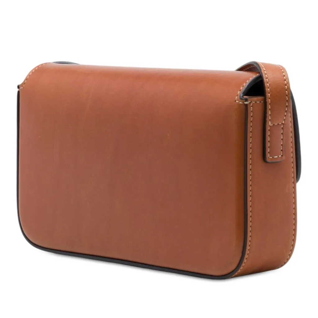 Celine Shiny Calfskin Claude Shoulder Bag Brown Leather Very good - Back View