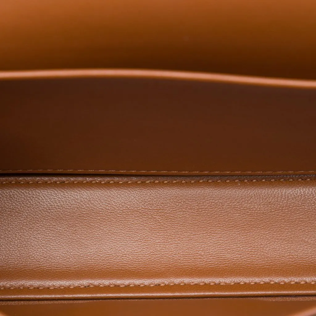 Celine Shiny Calfskin Claude Shoulder Bag Brown Leather Very good - Model View