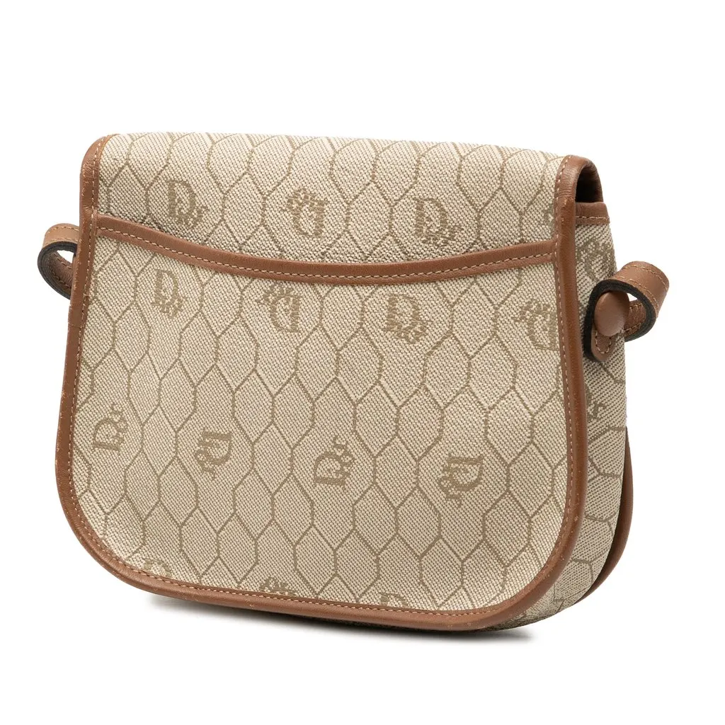 Dior Honeycomb Coated Canvas Crossbody Beige Canvas Good - Back View