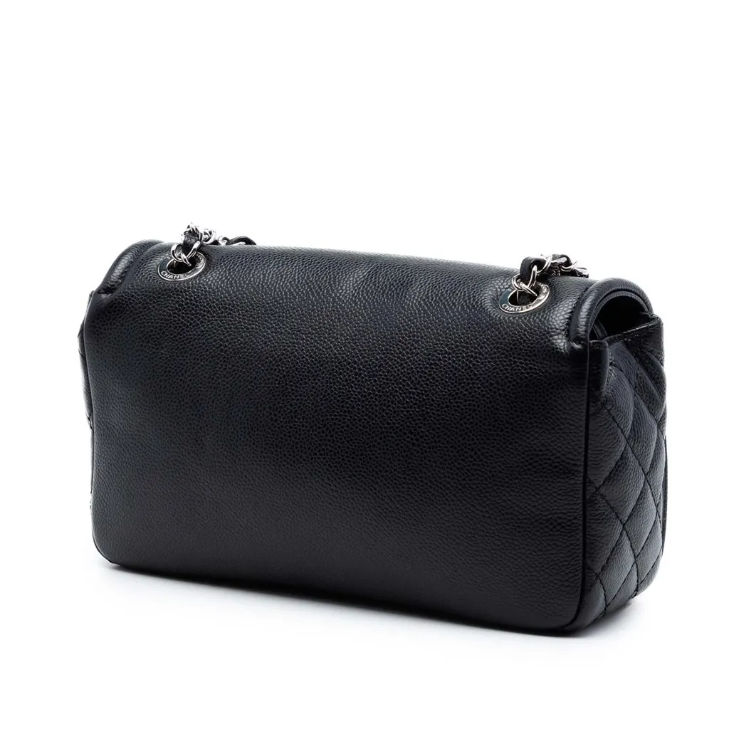 Chanel Medium Caviar CC Timeless Flap Black Leather Very good - Back View