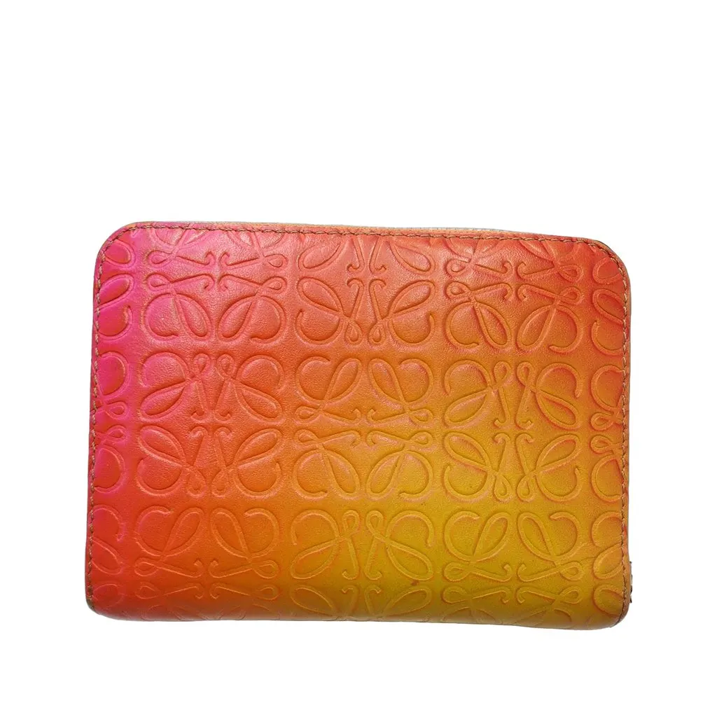 LOEWE Anagram Gradient Embossed Leather Zippy Coin Pouch Orange Leather Very good - Back View