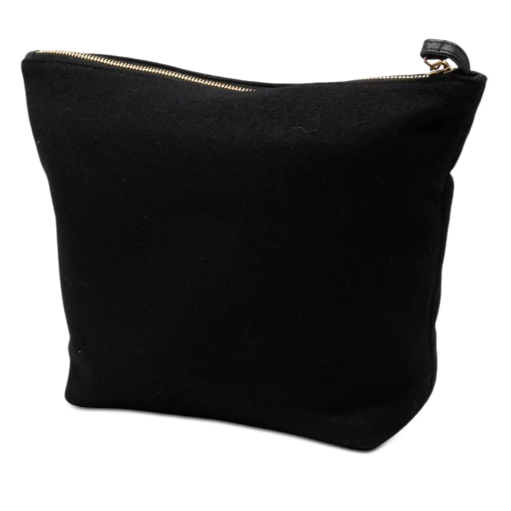 Saint Laurent Wool Embroidered Rive Gauche Pouch Black Very good - Back View