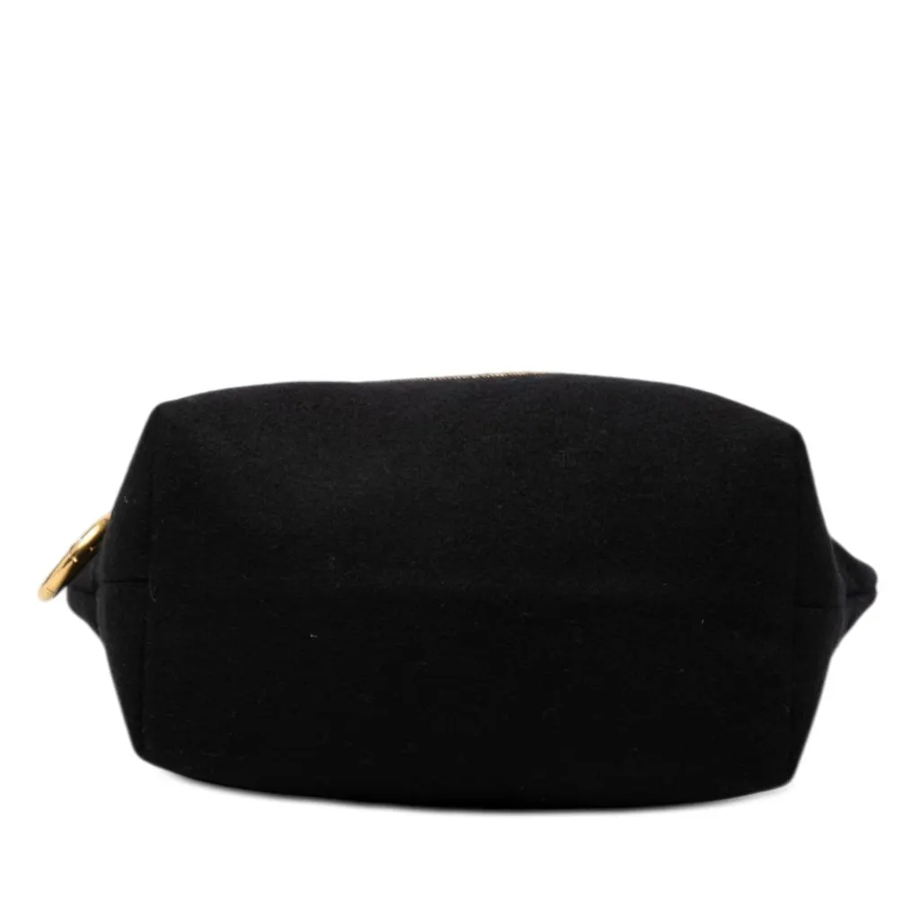 Saint Laurent Wool Embroidered Rive Gauche Pouch Black Very good - Inside View