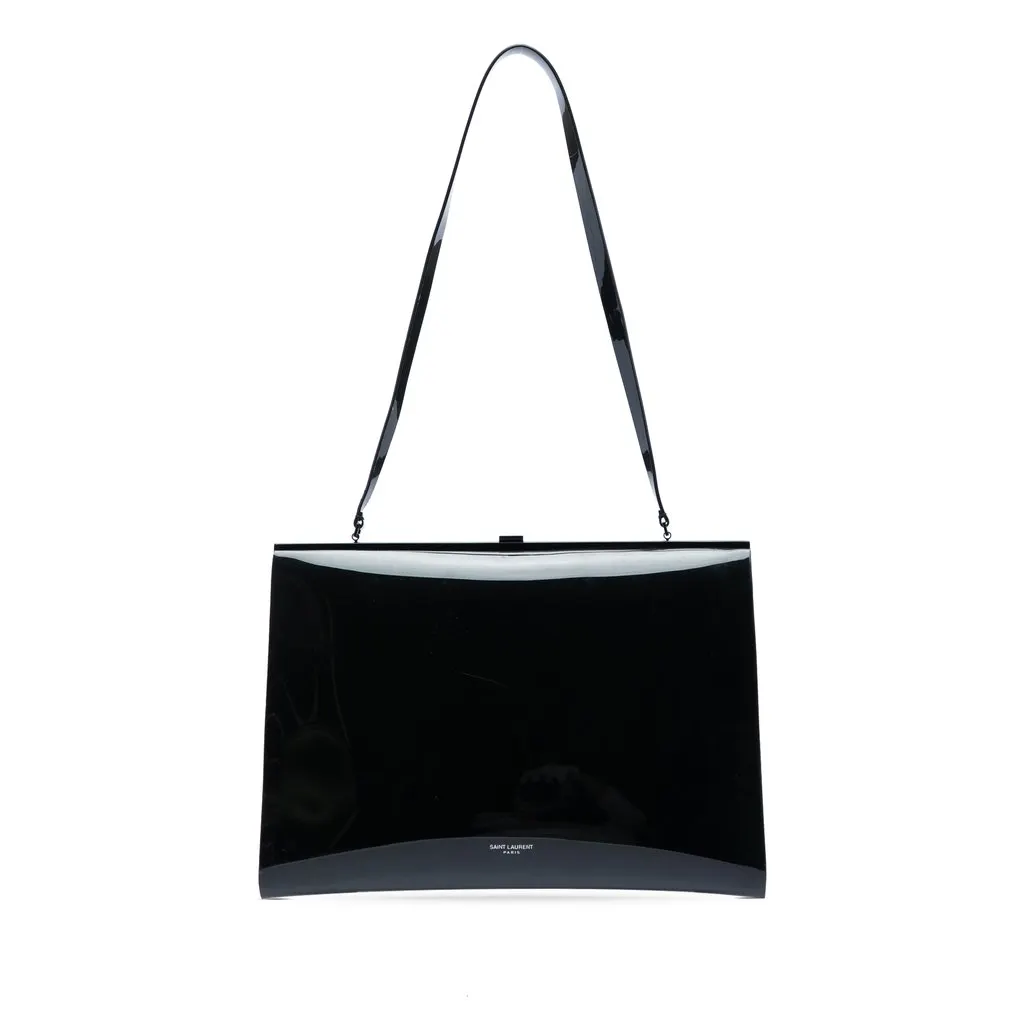 Saint Laurent Large Vinyl Le Anne Marie Shoulder Bag Black Plastic Very good - Front View