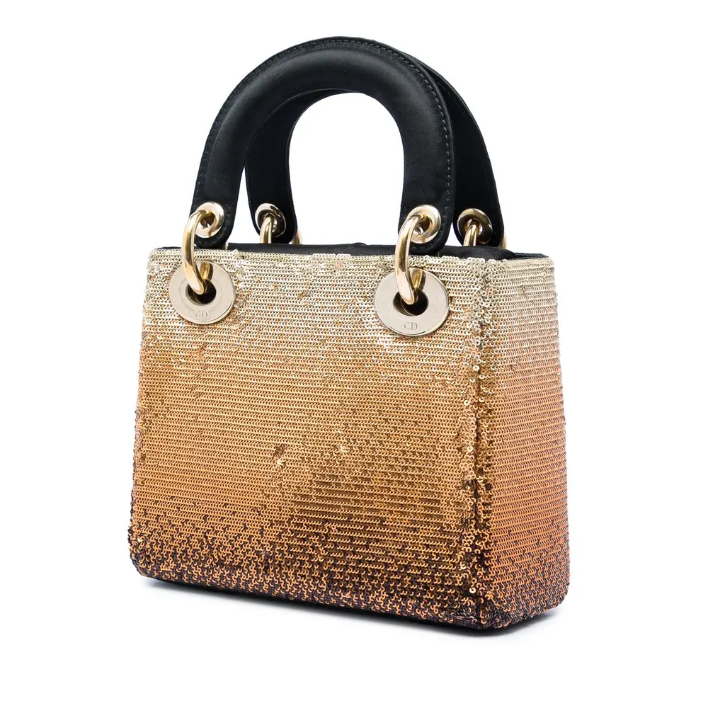 Dior Mini Satin Sequin Gradient Lady Dior Gold Very good - Back View