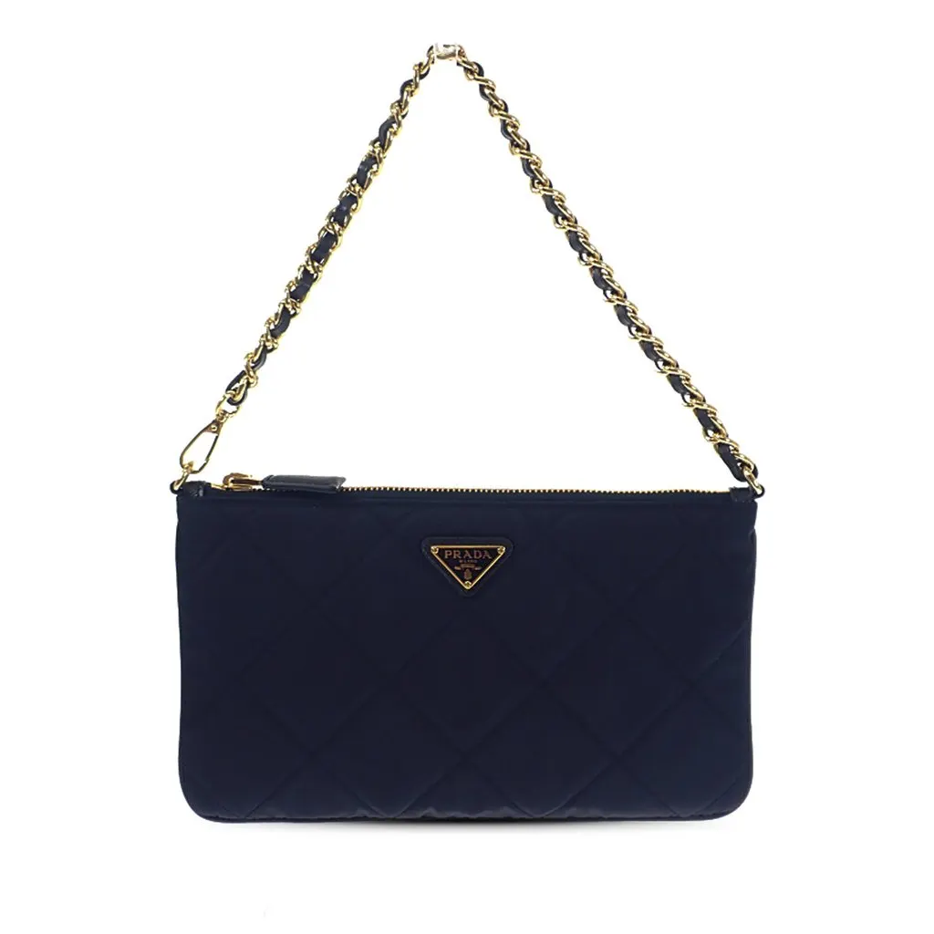 Prada Impuntu Re Nylon Re Edition 1995 Chain Bag Blue Polyamide Very good - Front View