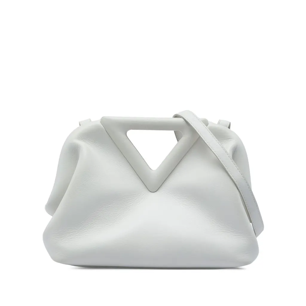 Bottega Veneta Small Leather The Point Triangle Satchel White Leather Very good - Front View