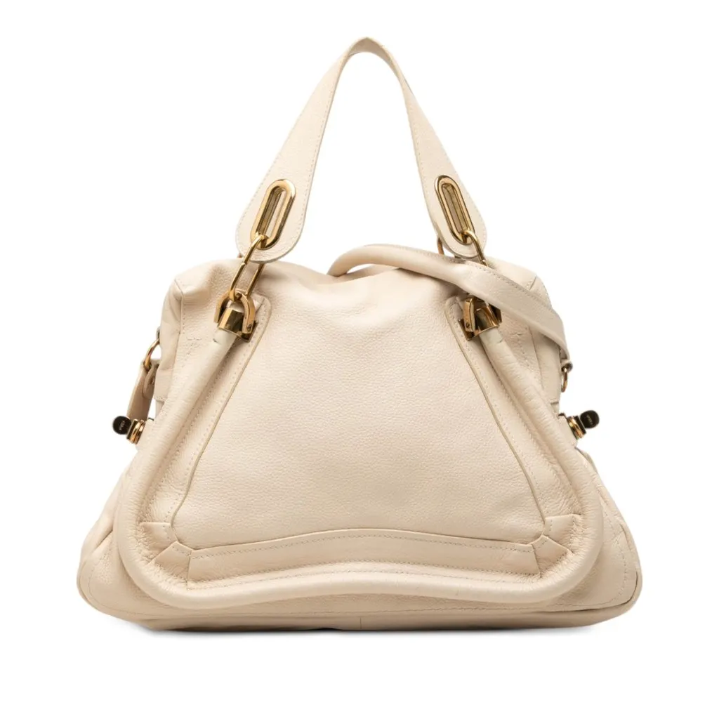 Chloé Medium Pebbled Leather Paraty Satchel Brown Leather Very good - Front View