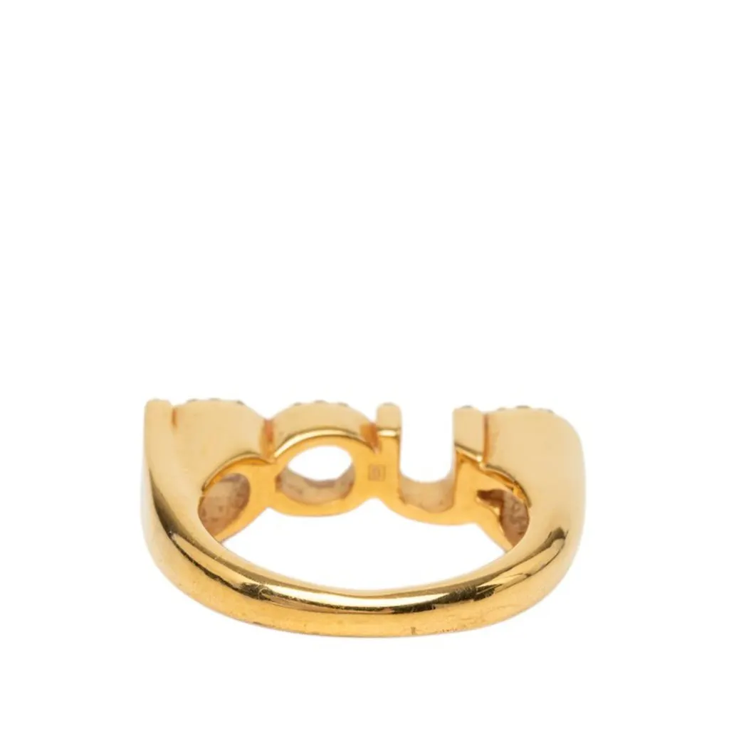 Gucci Gold Plated Strass Logo Letter Ring S Gold Metal Very good - Inside View