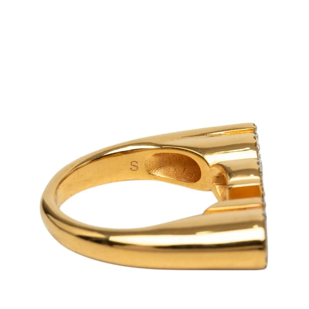 Gucci Gold Plated Strass Logo Letter Ring S Gold Metal Very good - Model View
