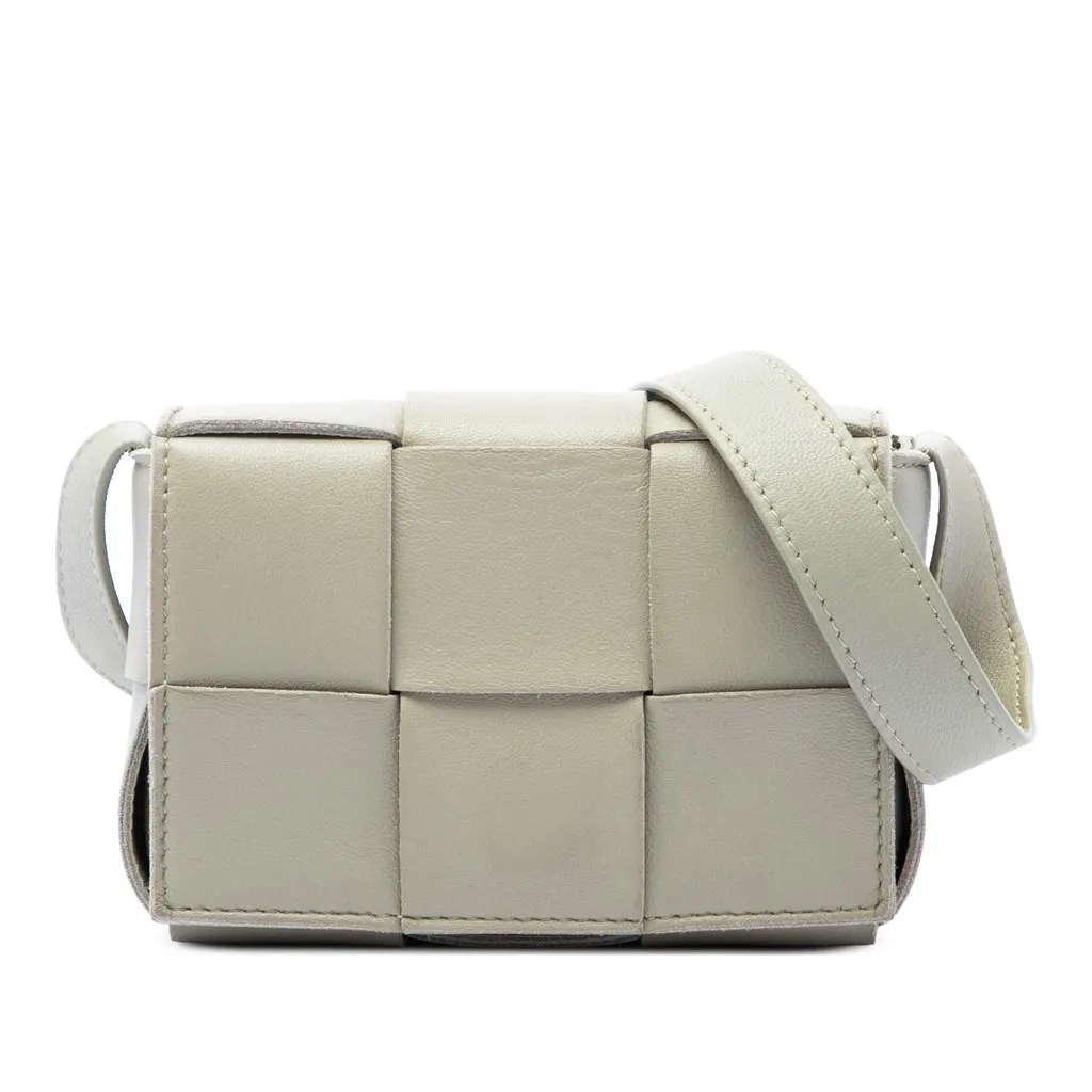 Bottega Veneta Candy Nappa Intrecciato Cassette Crossbody Camel Leather Very good - Front View