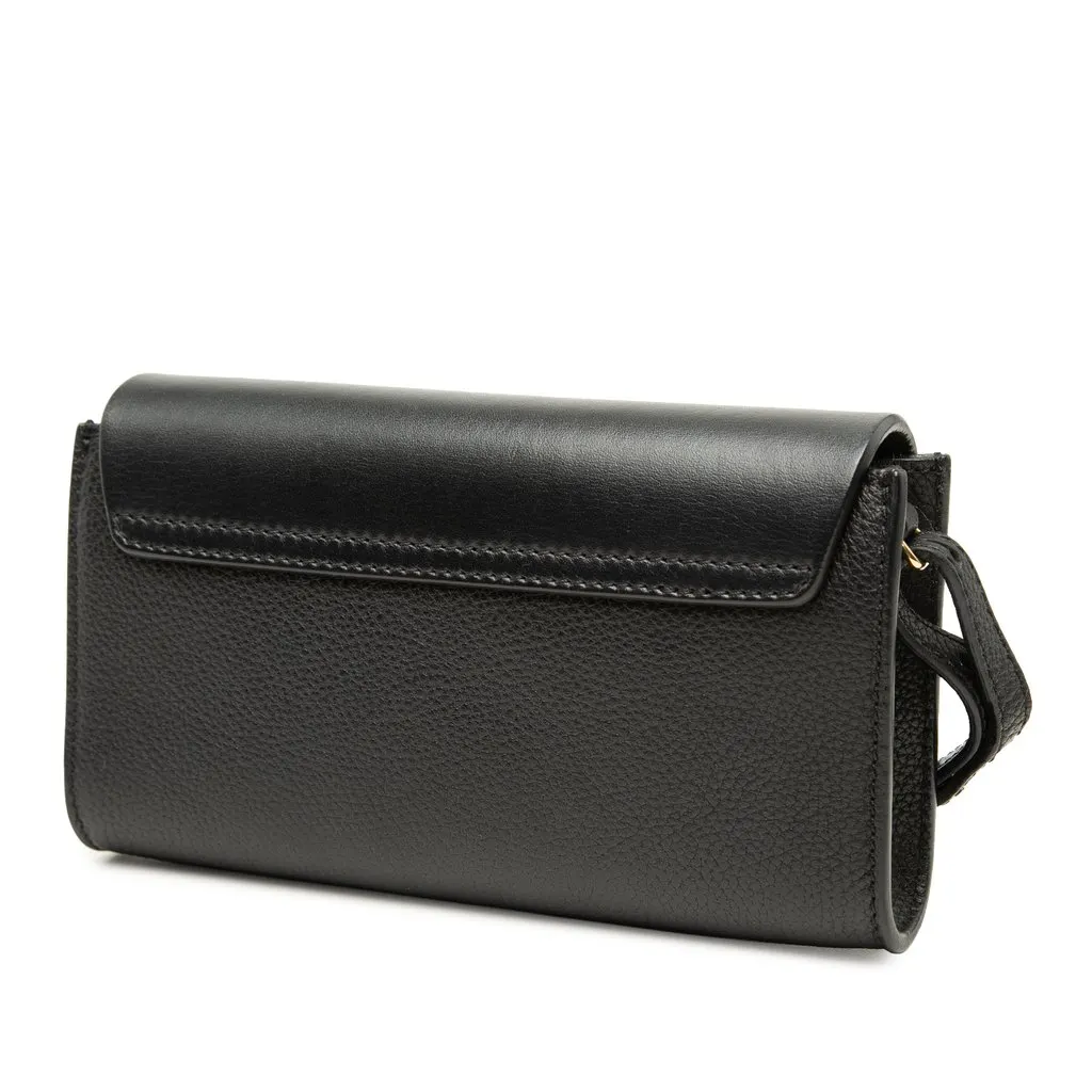 Chloé Mini Smooth and Grained Calfskin Faye Chain Crossbody Black Leather Very good - Back View