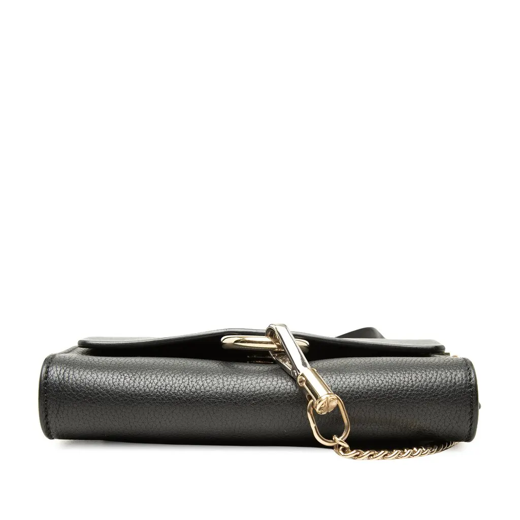 Chloé Mini Smooth and Grained Calfskin Faye Chain Crossbody Black Leather Very good - Inside View