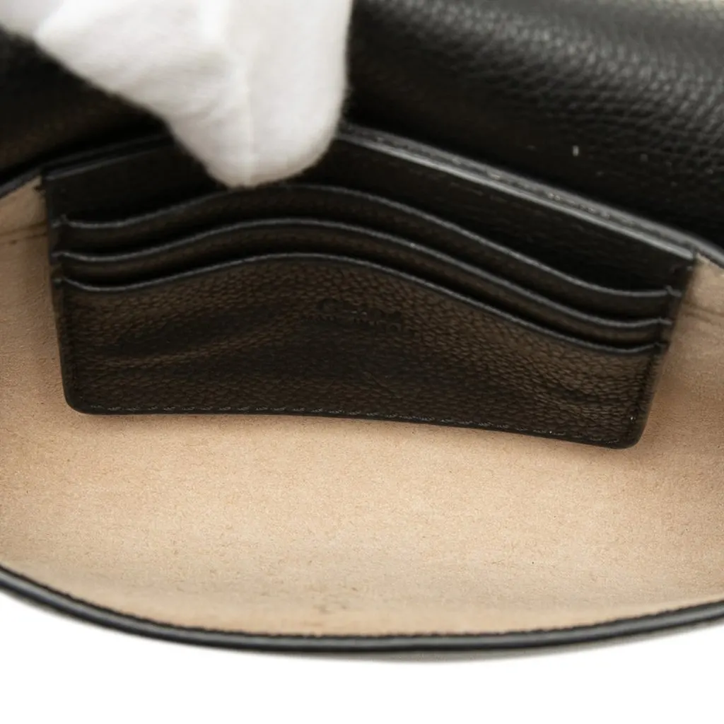 Chloé Mini Smooth and Grained Calfskin Faye Chain Crossbody Black Leather Very good - Model View
