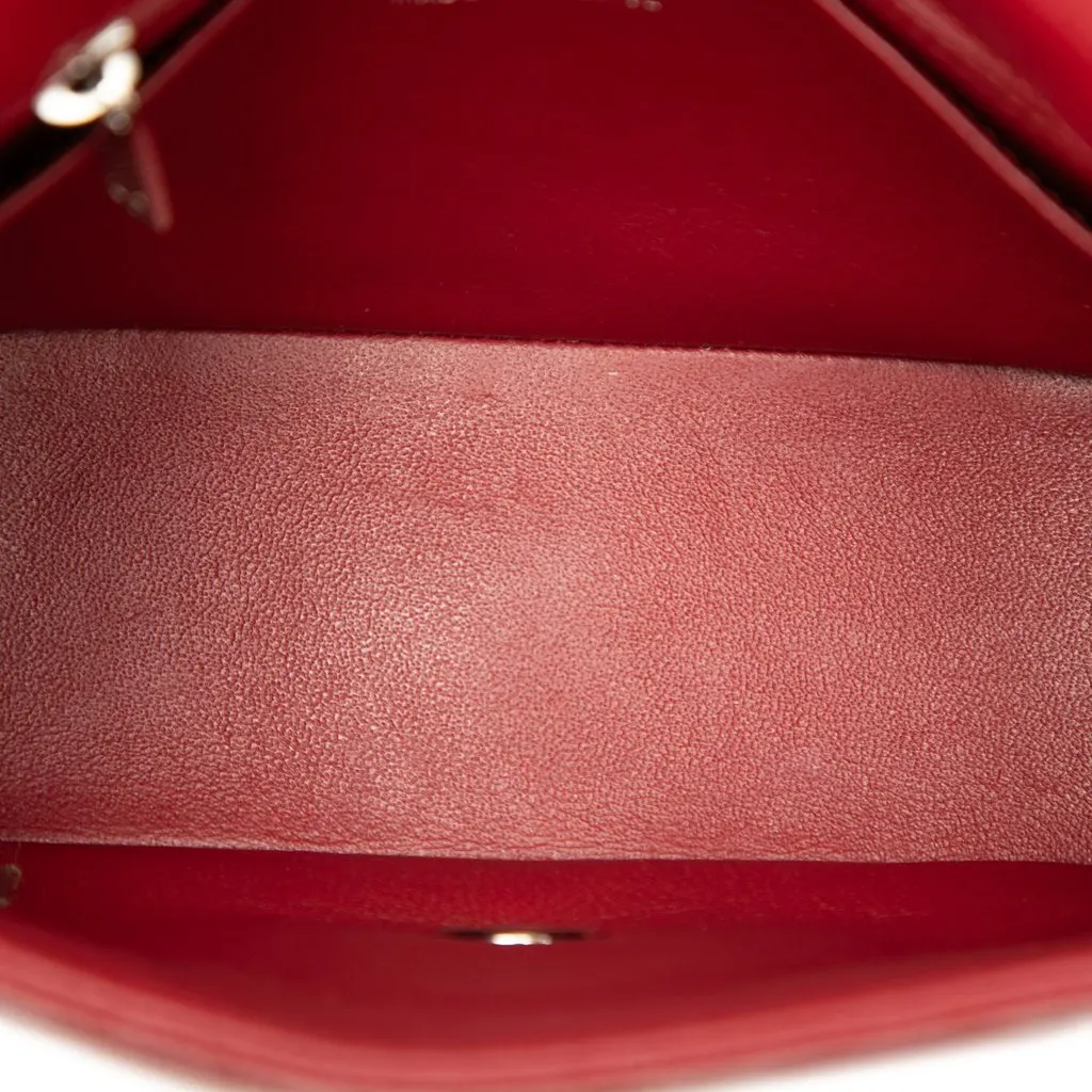 Chanel Mini Square Classic Caviar Single Flap Red Leather Very good - Model View