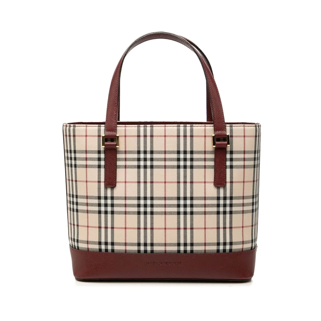 Burberry House Check Canvas Tote Beige Canvas Good - Front View