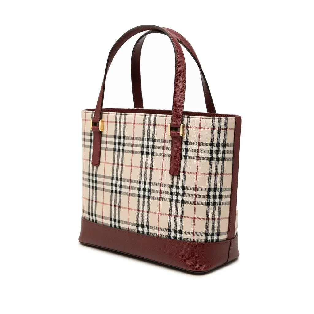 Burberry House Check Canvas Tote Beige Canvas Good - Back View