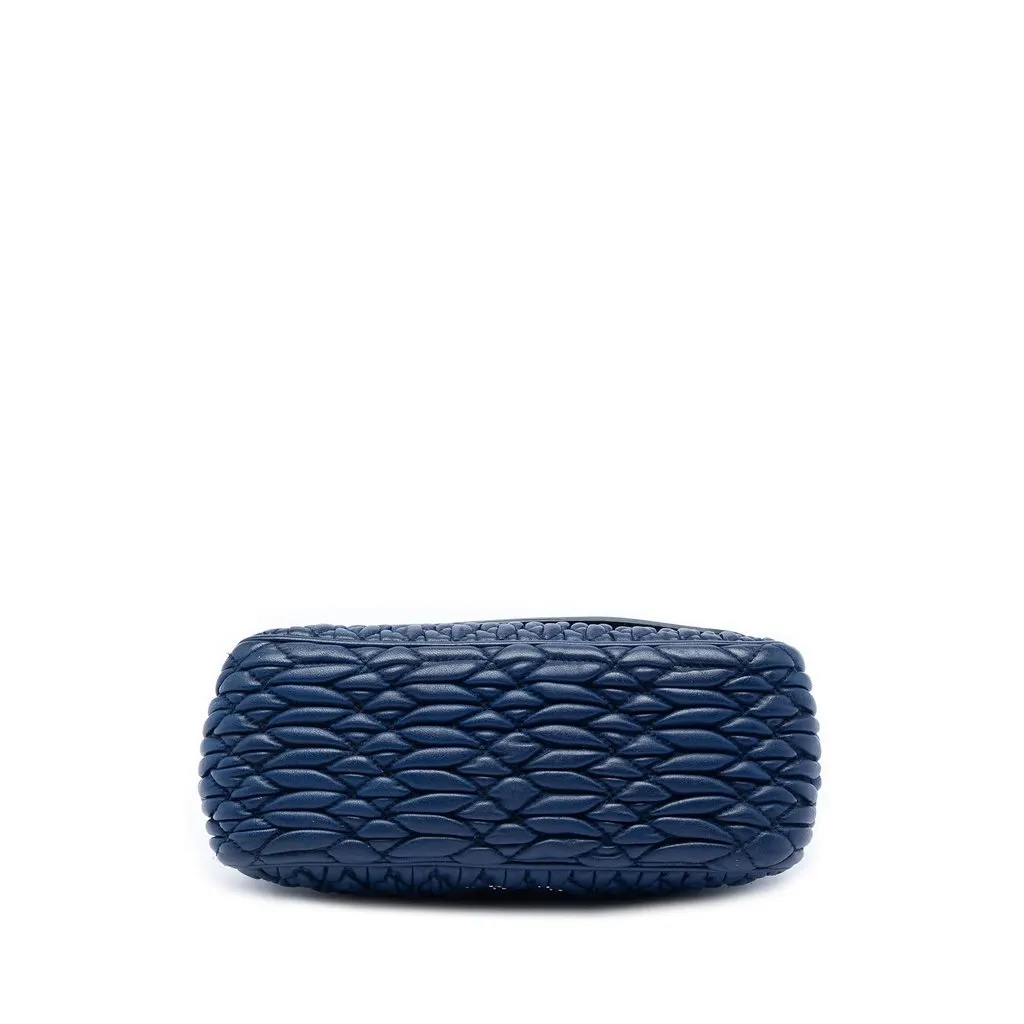 Miu Miu Matelasse Nappa Crystal Frame Flap Satchel Blue Leather Very good - Inside View