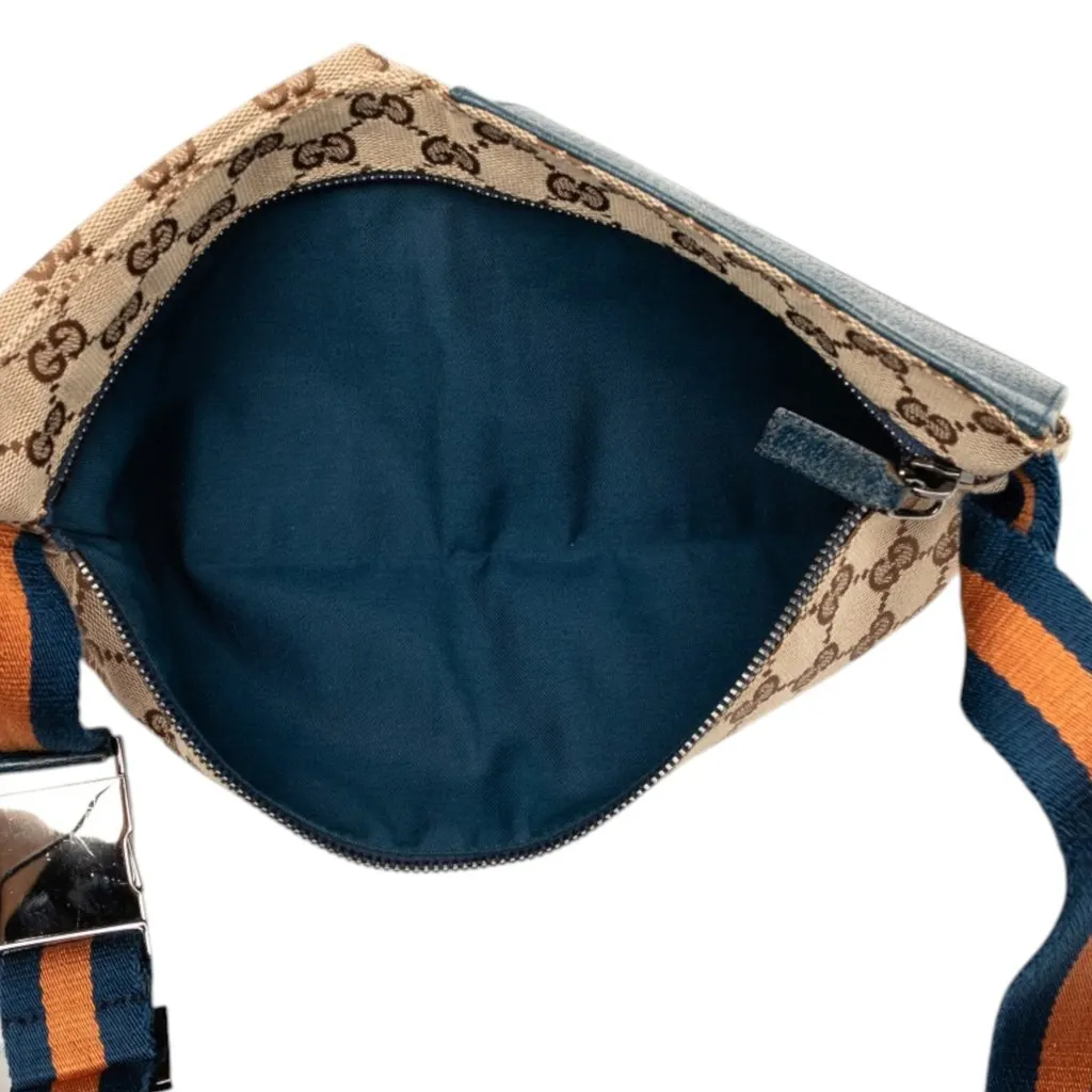 Gucci GG Canvas Web Double Pocket Belt Bag Beige Very good - Model View