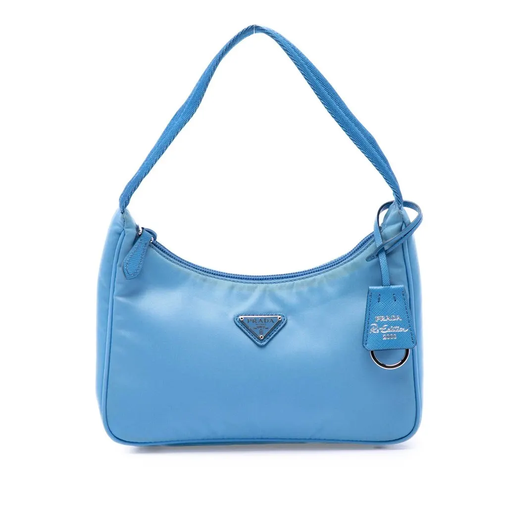 Prada Mini Tessuto Re Edition 2000 Shoulder Bag Blue Polyamide Very good - Front View