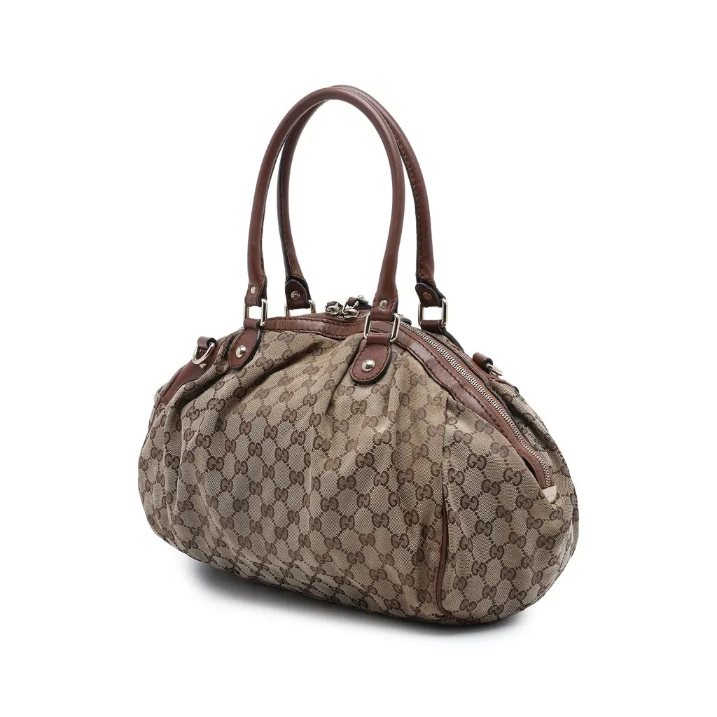 Gucci GG Canvas Sukey  Satchel Beige Very good - Back View
