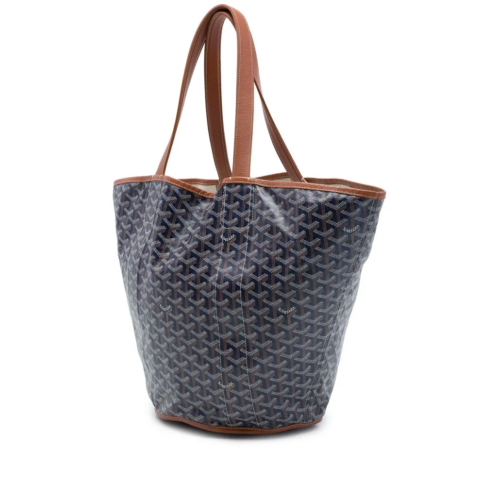 Goyard Goyardine Reversible Belharra Tote Blue Canvas Good - Back View