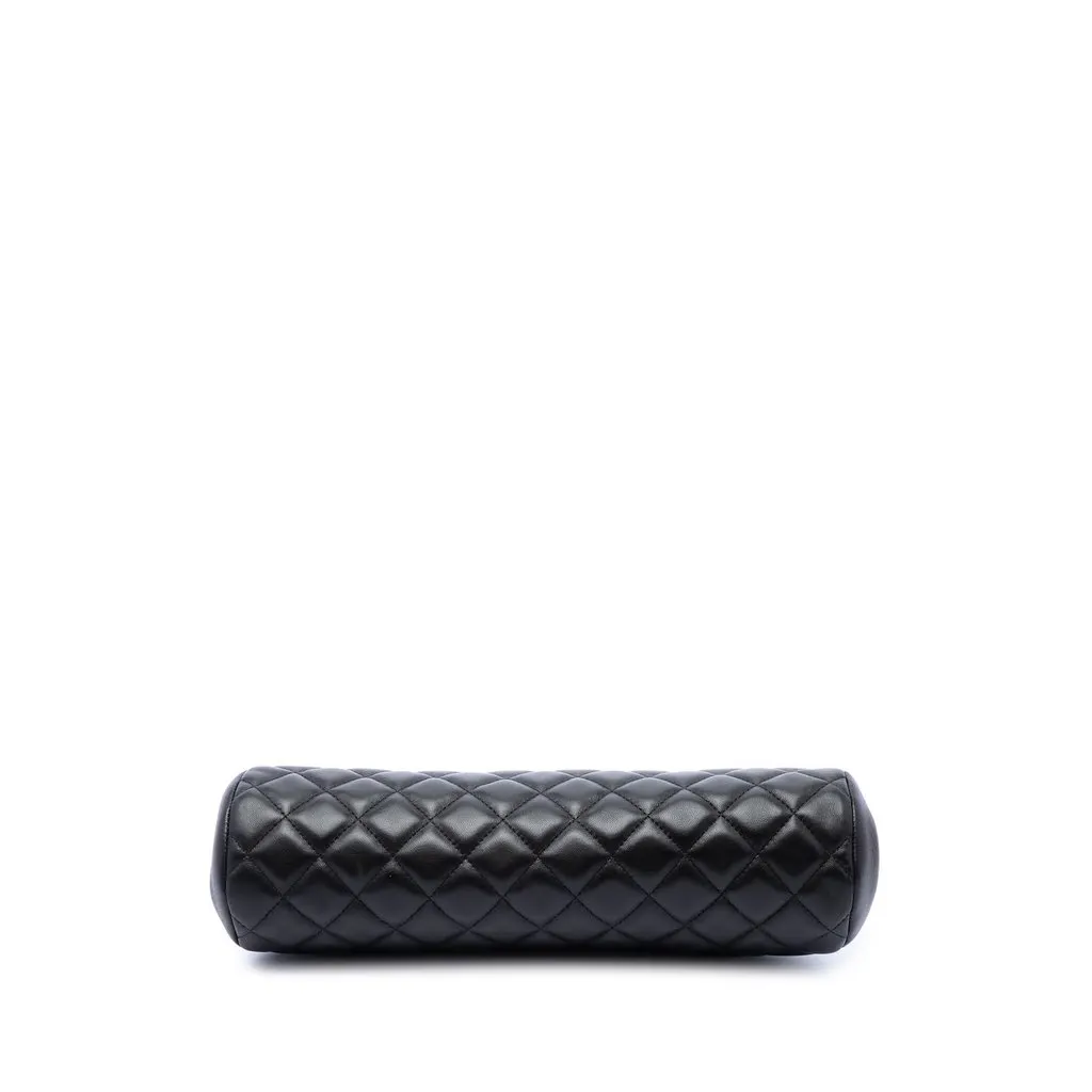 Chanel Quilted Lambskin Frame Clutch Black Leather Very good - Inside View