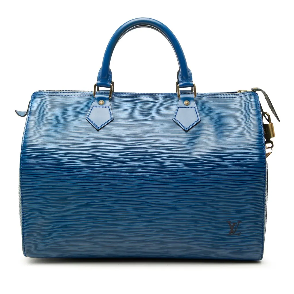 Louis Vuitton Epi Speedy 30 Blue Leather Good - Front View