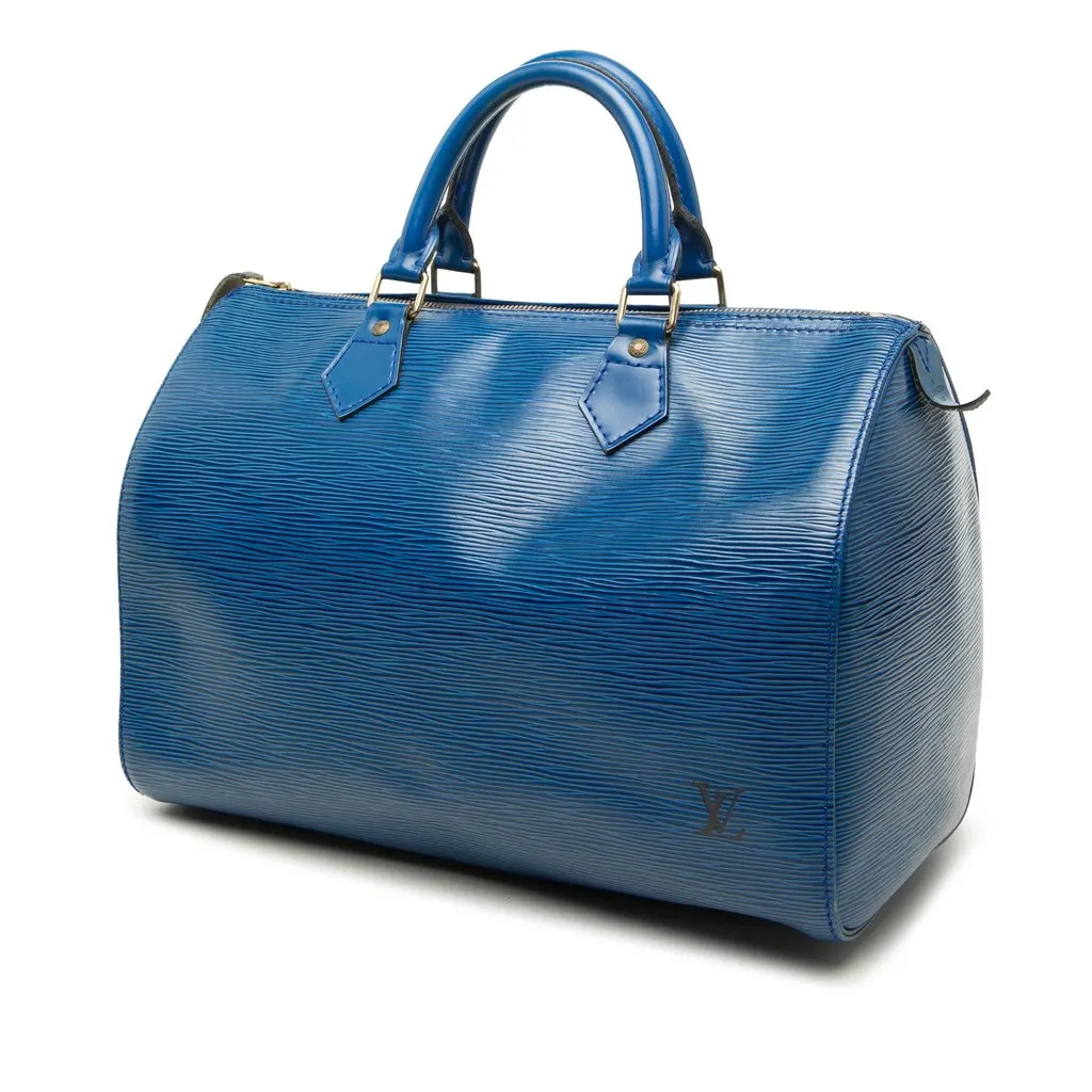 Louis Vuitton Epi Speedy 30 Blue Leather Good - Back View