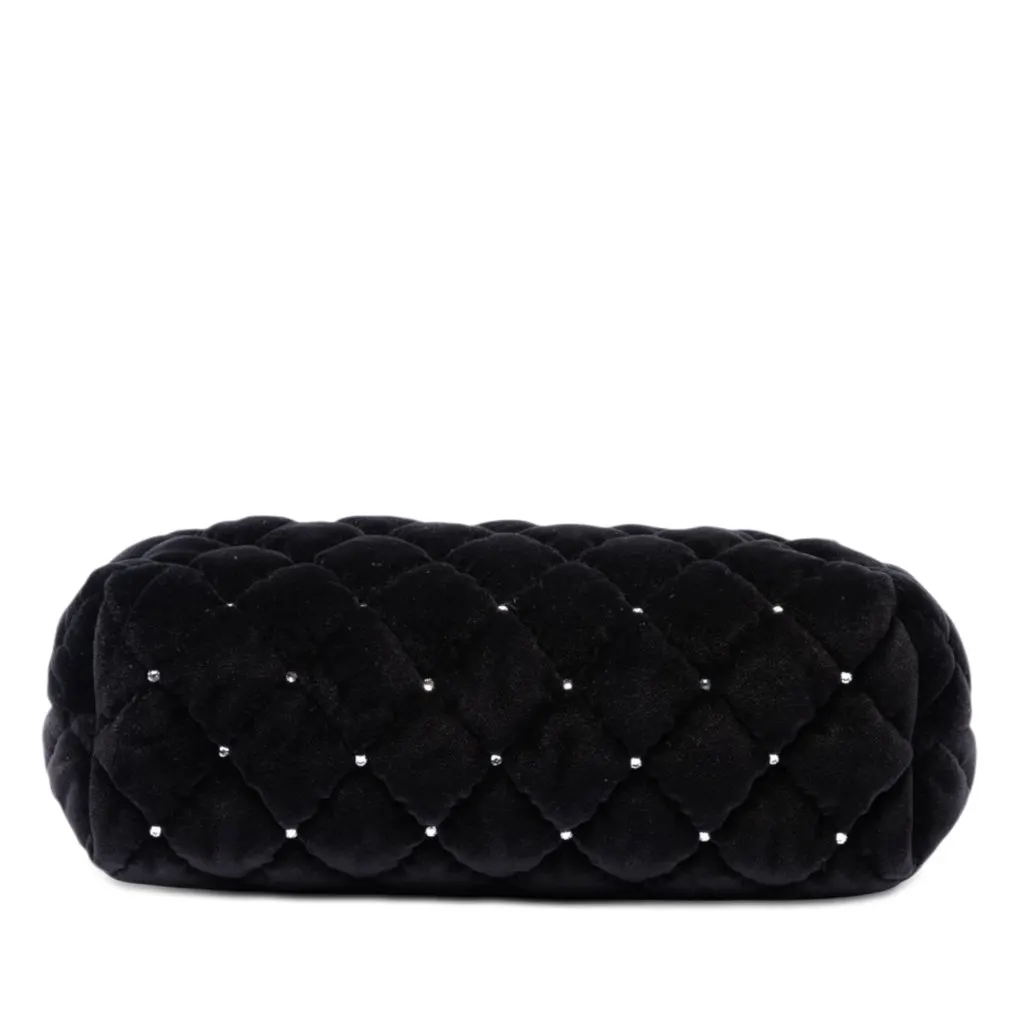 Chanel CC Quilted Velvet Crystal Wristlet Clutch Black Very good - Inside View