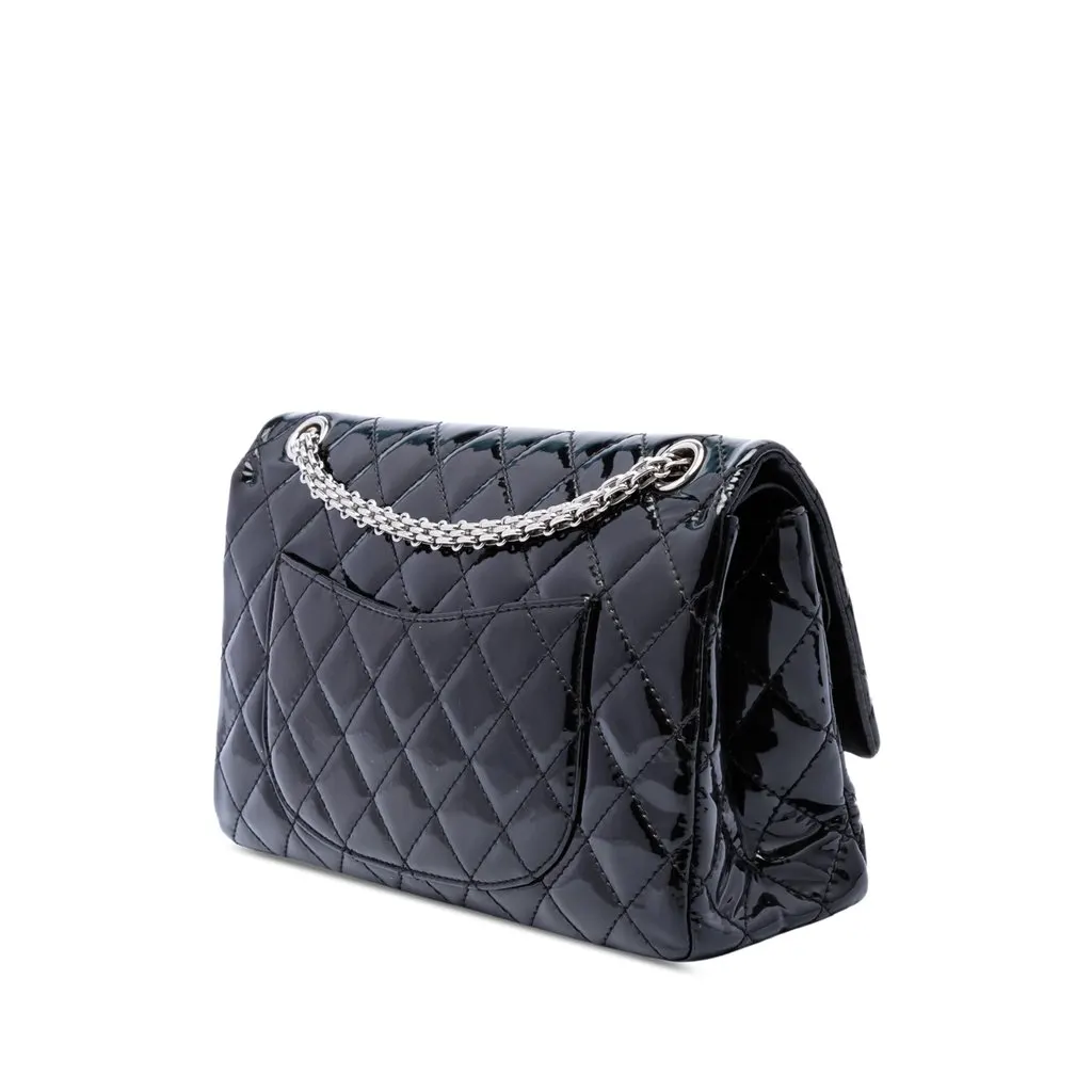 Chanel Quilted Patent Reissue 2.55 Double Flap 226 Black Leather Very good - Back View