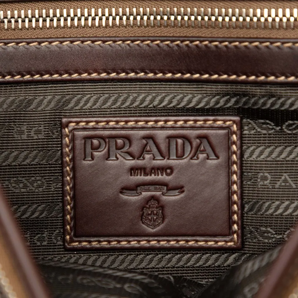 Prada Leather Trimmed Canvas Canapa Logo Buckle Messenger Bag Beige Very good - Box View