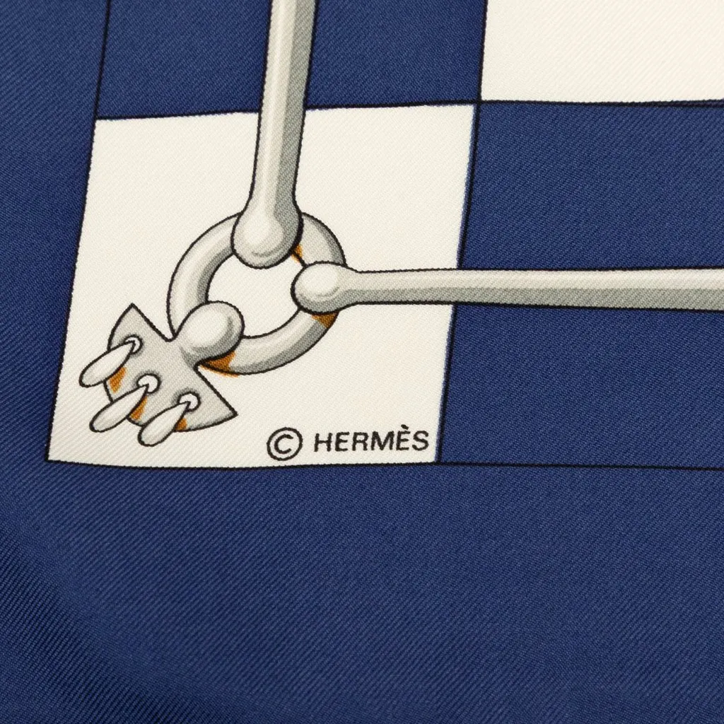 Hermès Cliquetis Silk Scarf 90 Blue Very good - Inside View