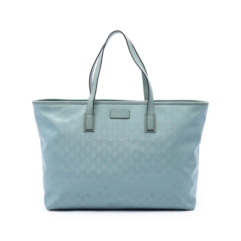 Gucci Large GG Imprime Tote Blue Canvas Good - Front View