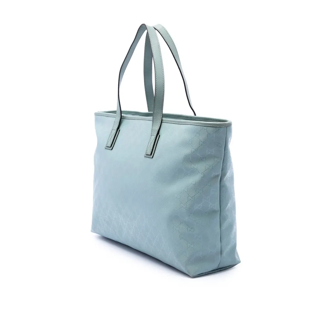 Gucci Large GG Imprime Tote Blue Canvas Good - Back View