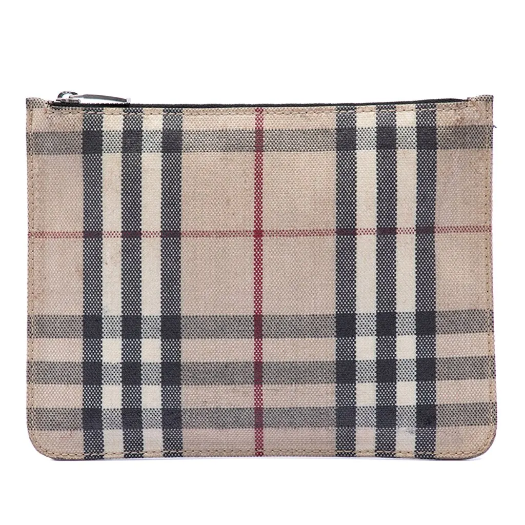 Burberry House Check Canvas Pouch Beige Very good - Front View