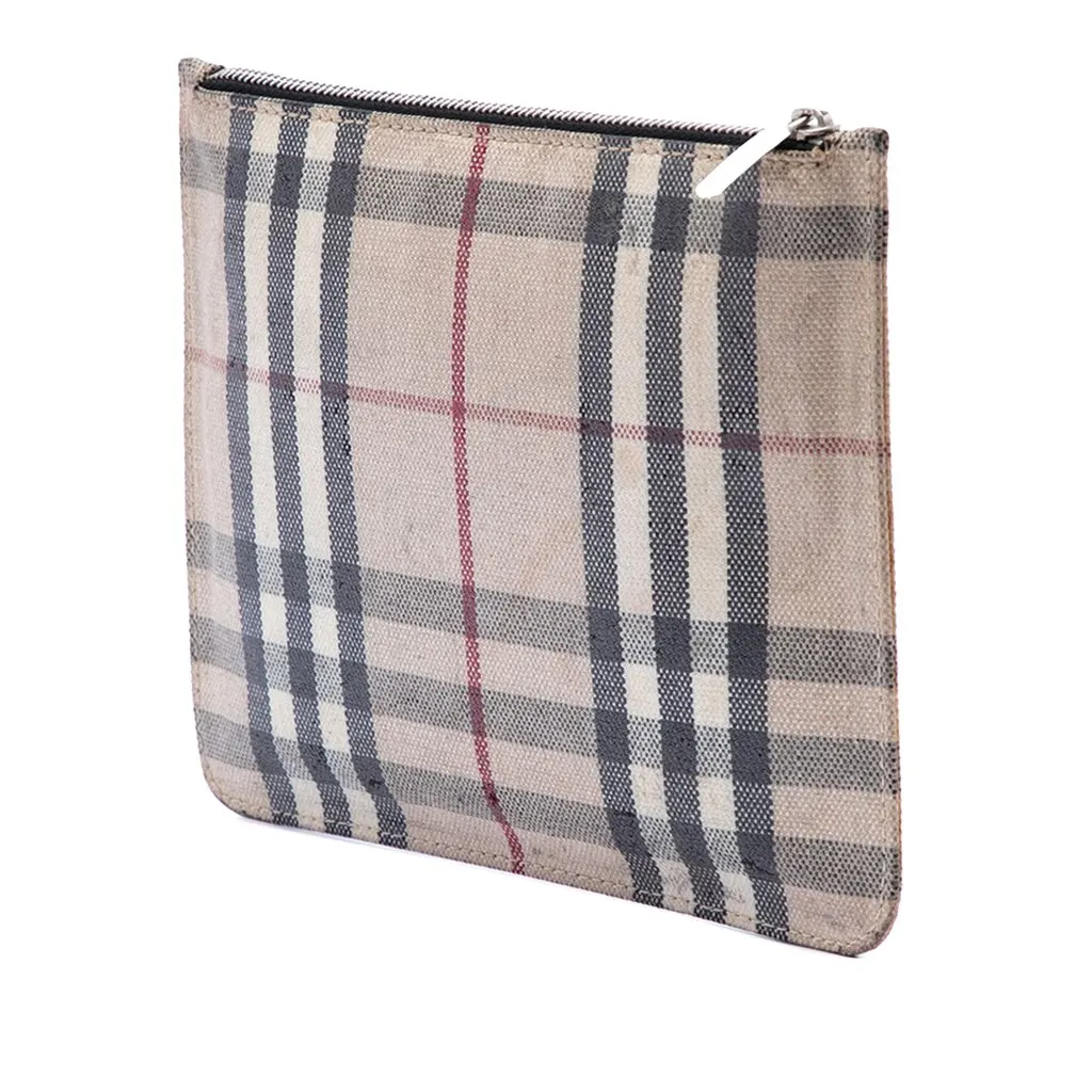 Burberry House Check Canvas Pouch Beige Very good - Back View