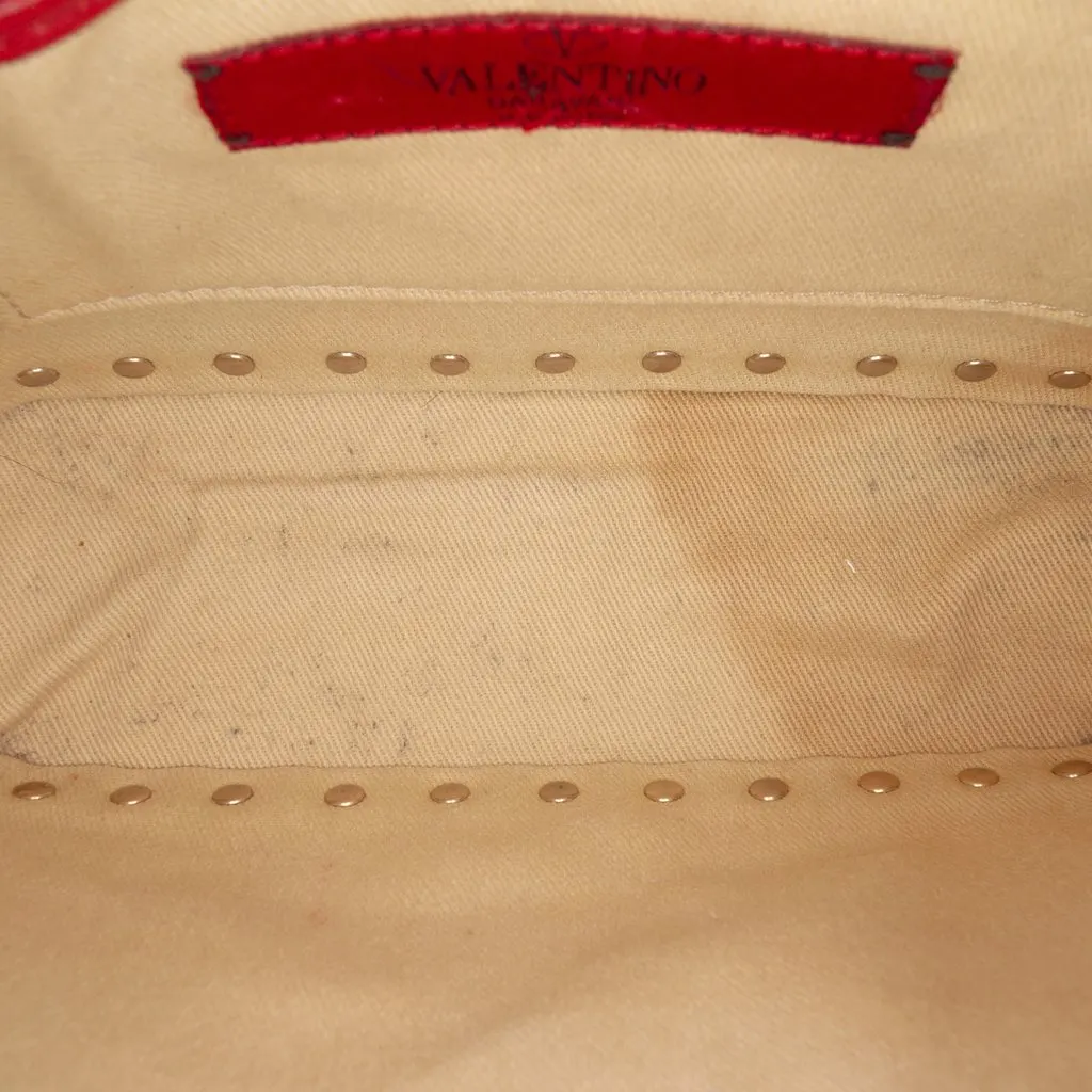 Valentino Leather Rockstud Camera Bag Red Leather Good - Model View
