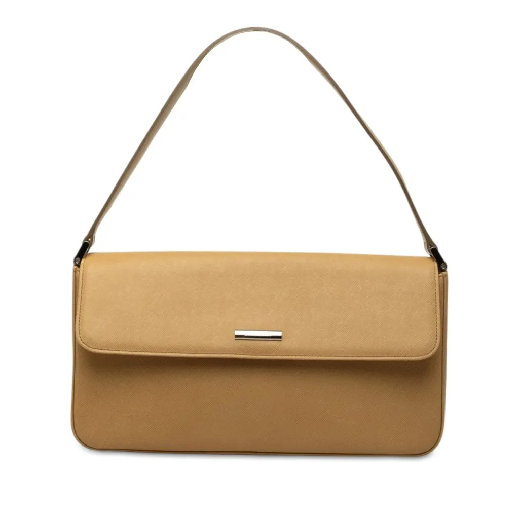 Burberry Leather Flap Shoulder Bag Beige Leather Very good - Front View