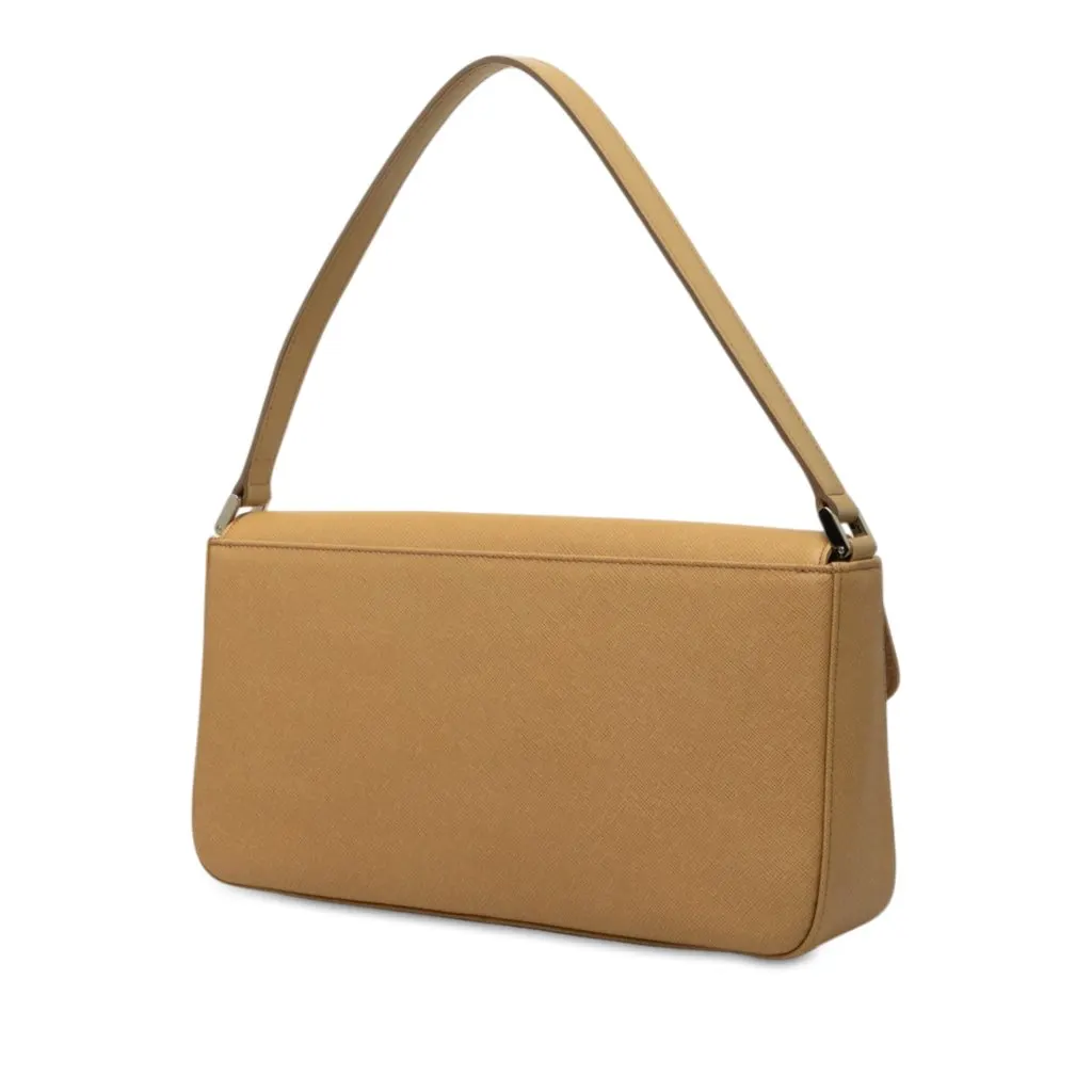 Burberry Leather Flap Shoulder Bag Beige Leather Very good - Back View
