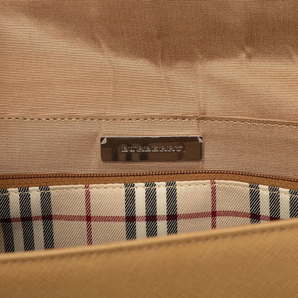 Burberry Leather Flap Shoulder Bag Beige Leather Very good - Box View