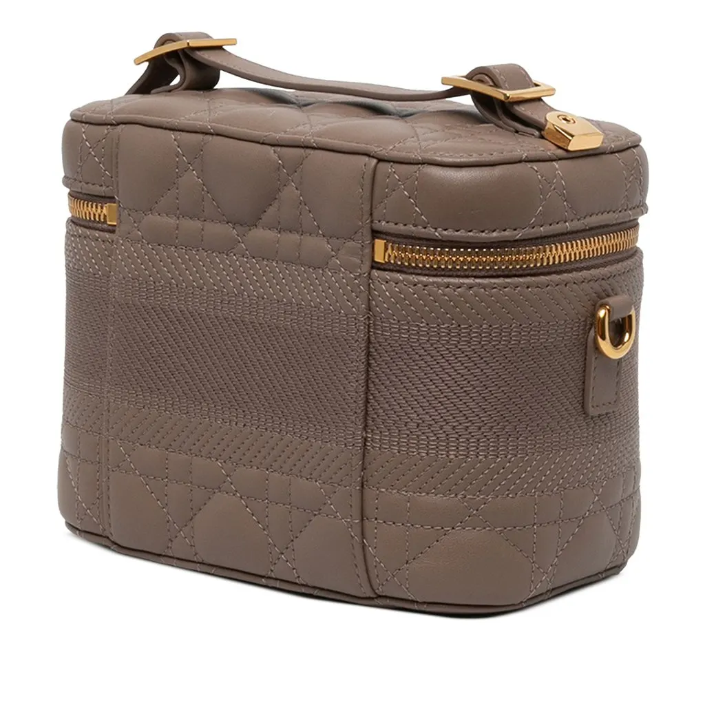 Dior Small Lambskin Cannage DiorTravel Vanity Case Brown Leather Very good - Back View