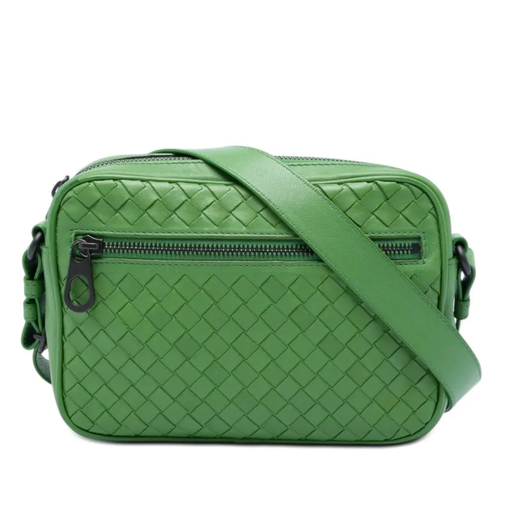 Bottega Veneta Nappa Intrecciato Camera Bag Green Leather Very good - Front View
