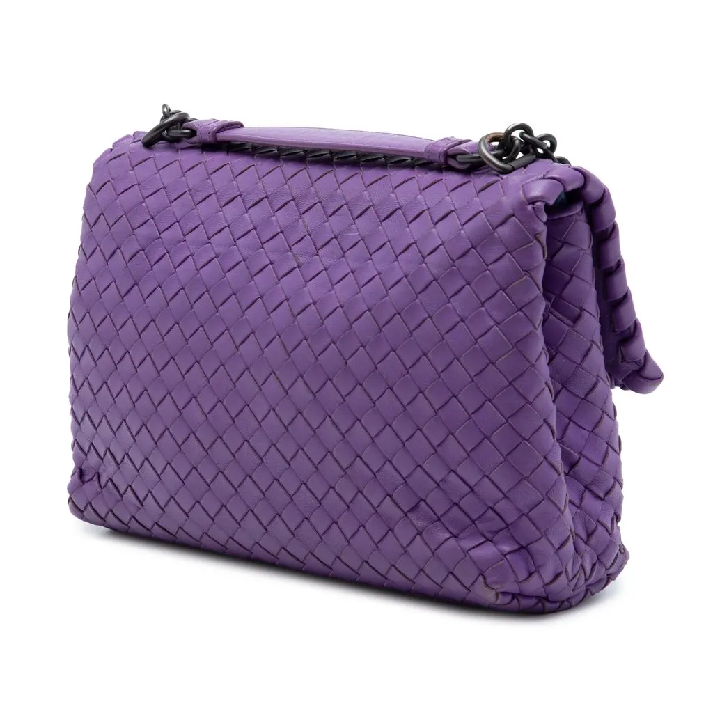 Bottega Veneta Small Nappa Intrecciato Olimpia Crossbody Purple Leather Very good - Back View