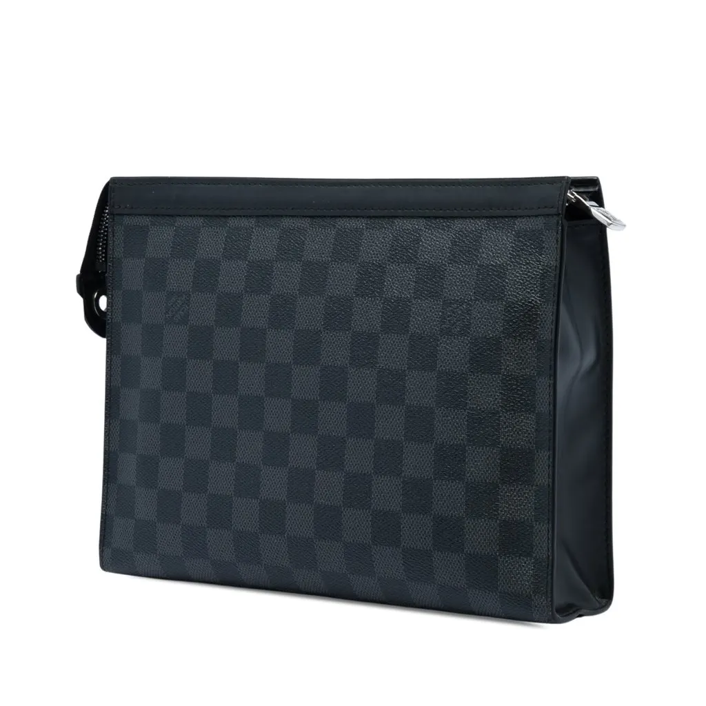Louis Vuitton Damier Graphite Pochette Voyage MM Black Canvas Good - Back View